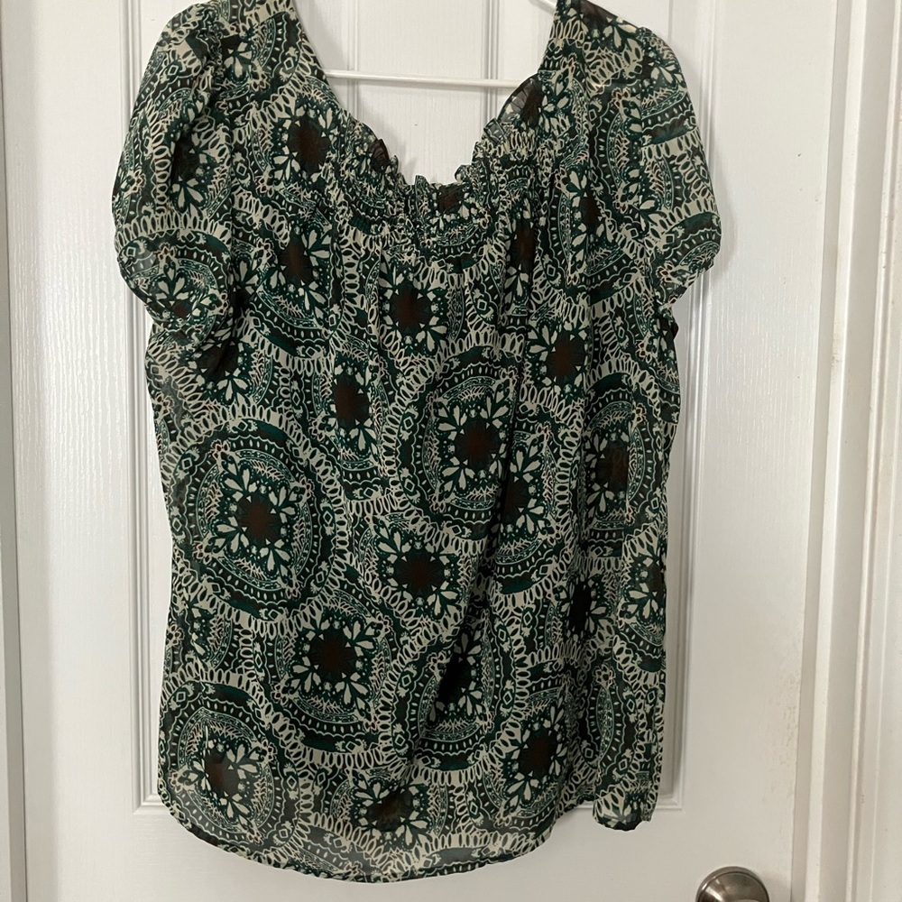 Green Patterned Women's Top